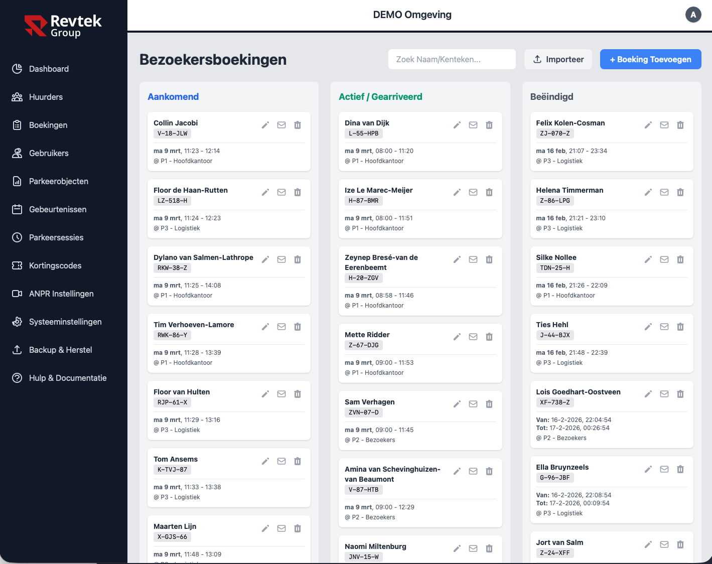 Revtek bezoekersboekingen